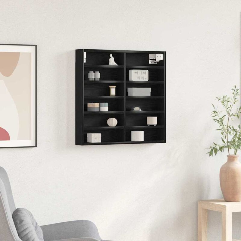 foto del prodotto vidaxl vetrina nera in legno di quercia 60x8,5x58 cm in legno ingengnerizzato