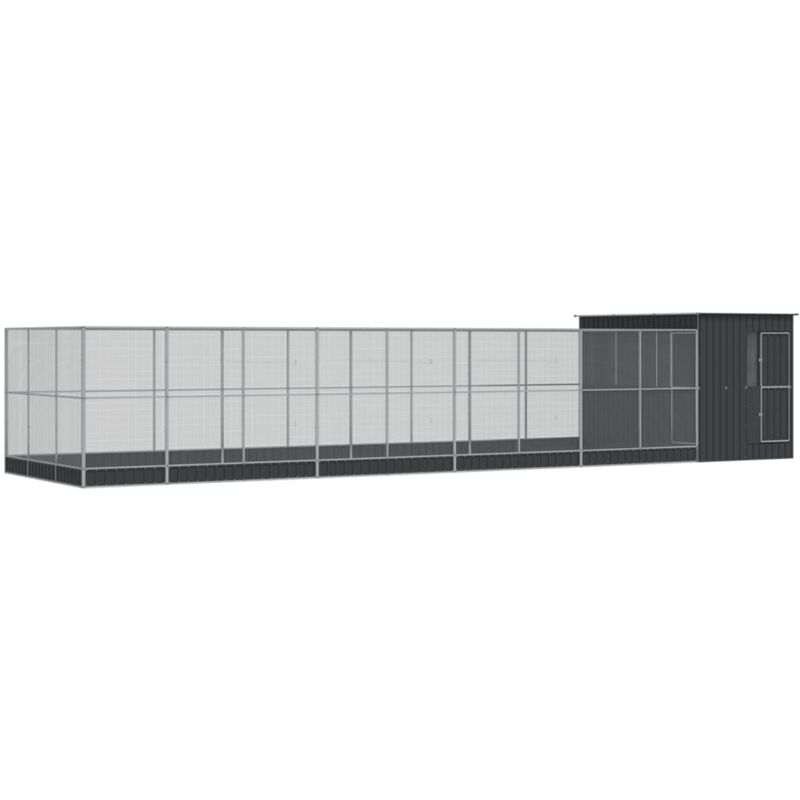 foto del prodotto vidaxl voliera con estensione argento 1118x303x216 cm in acciaio