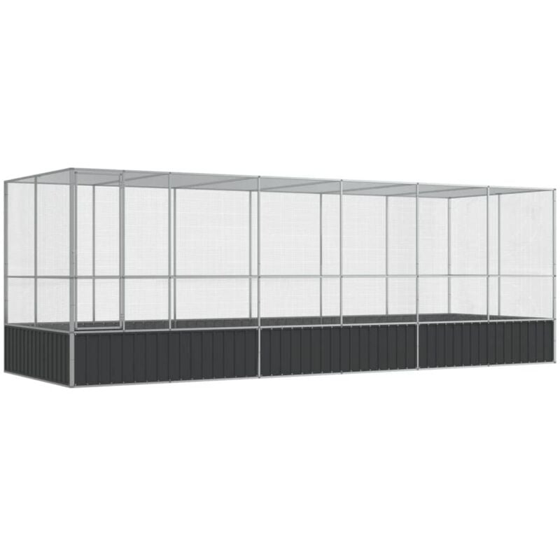 foto del prodotto vidaxl voliera con estensione argento 625x207x212 cm in acciaio