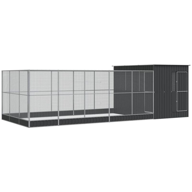 foto del prodotto vidaxl voliera con estensione argento 704x303x216 cm in acciaio