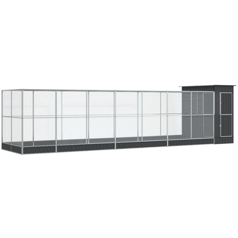 foto del prodotto vidaxl voliera con estensione argento 830x203x216 cm in acciaio