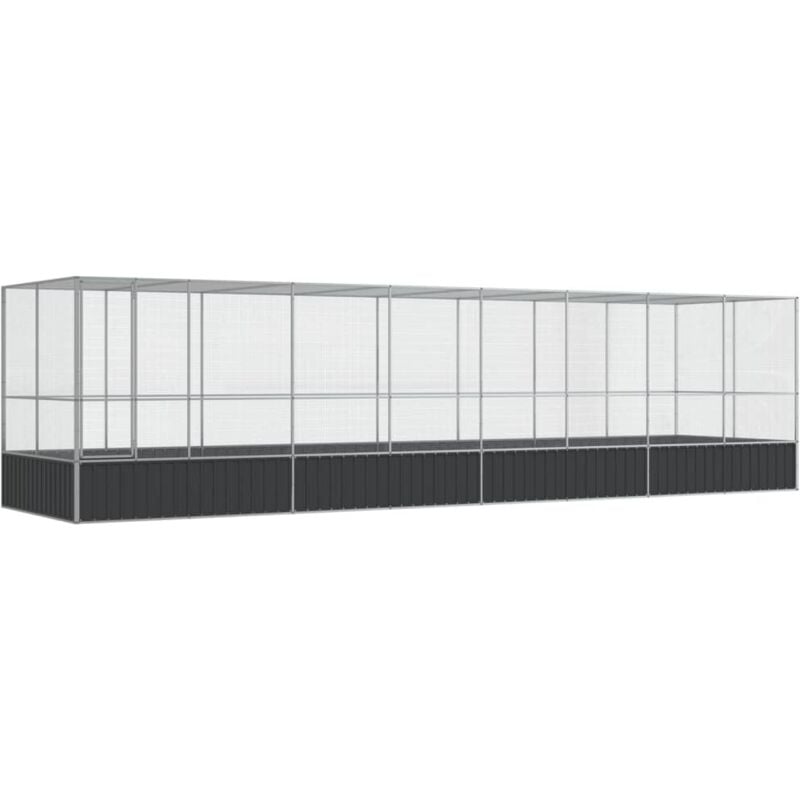 foto del prodotto vidaxl voliera con estensione argento 832x207x212 cm in acciaio