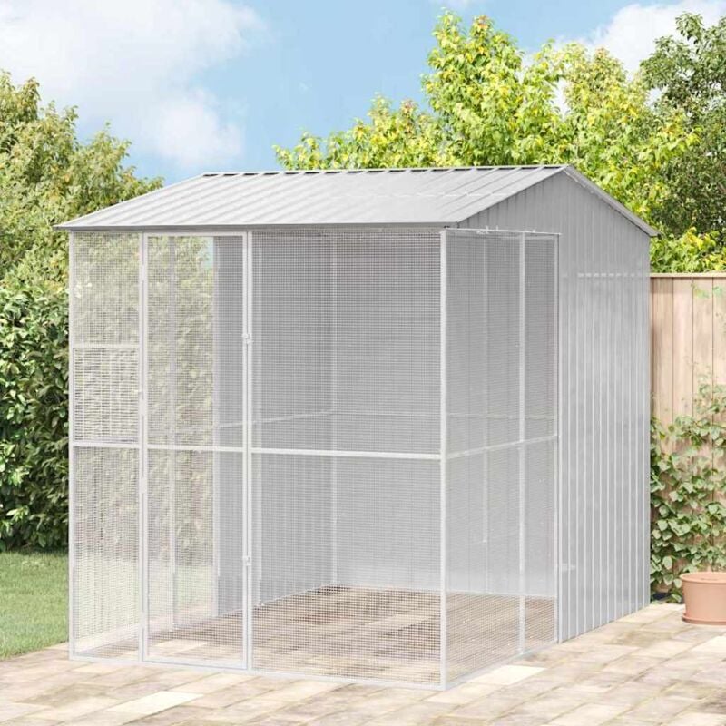 foto del prodotto vidaxl voliera per uccelli grigia 215x310x247 cm in acciaio