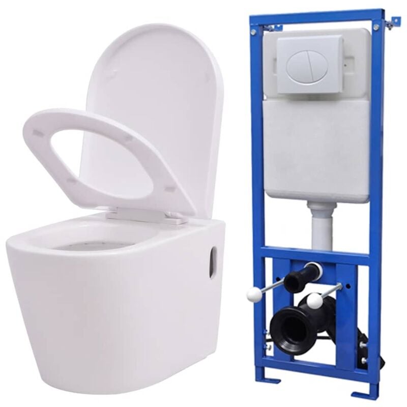foto del prodotto vidaxl wc bagno a muro con sciacquone nascosto in ceramica vari colori colore bianco