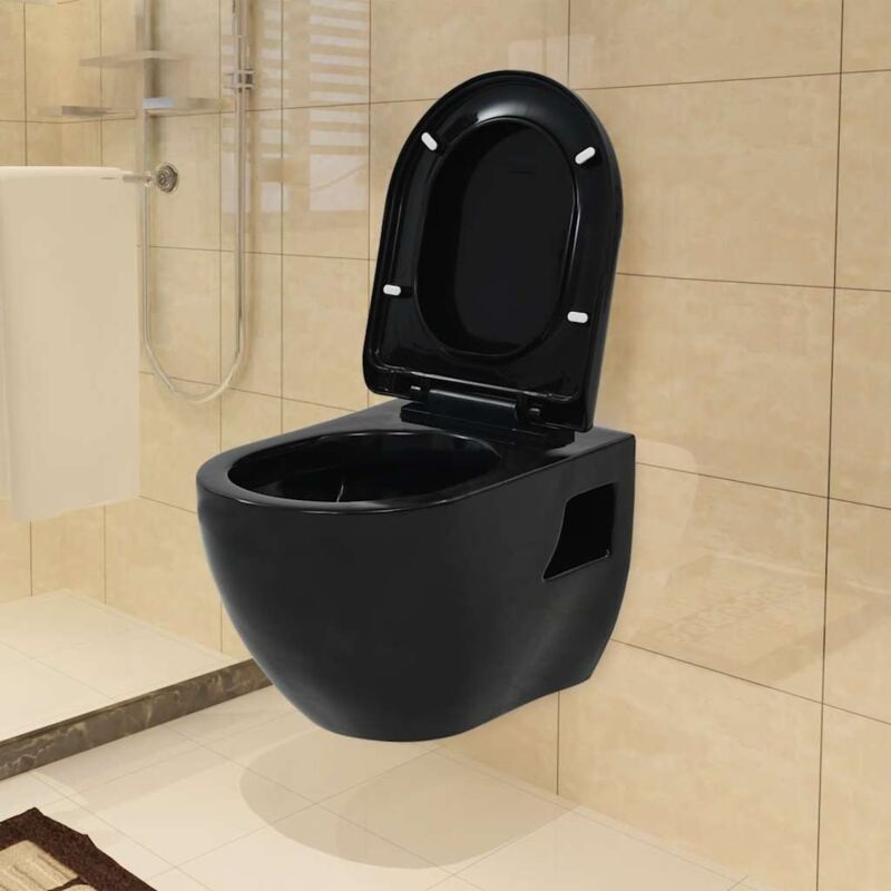 foto del prodotto vidaxl wc sospeso in ceramica nera 887505
