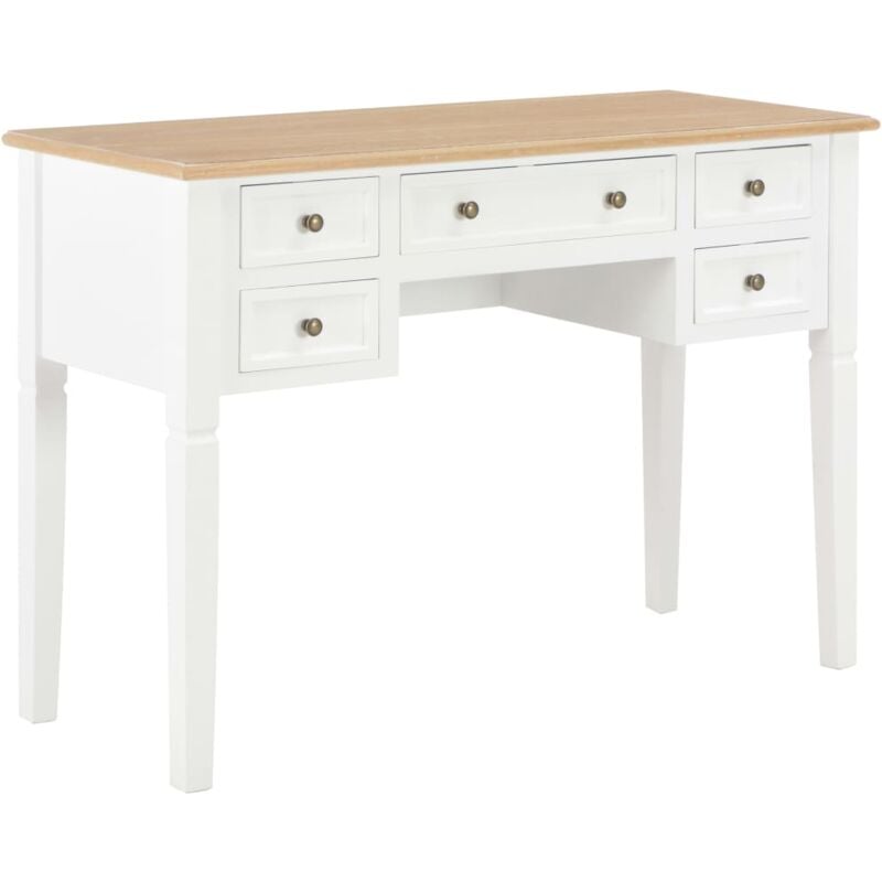 foto del prodotto vidaxl wooden desk with casseti 109.5x45x77.5cm colore marrone e bianco