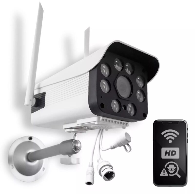 foto del prodotto videocamera di sorveglianza wi fi esterno con visione notturna a colori 4k, rilevamento movimento, audio bidirezionale, impermeabile ip66,