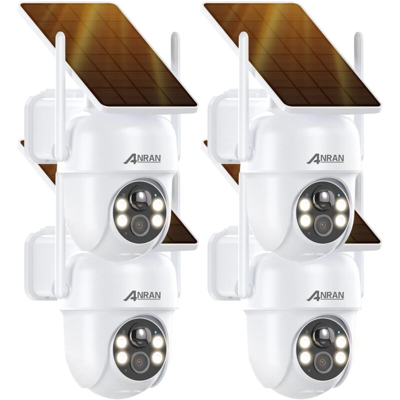 foto del prodotto videocamere di sorveglianza esterni 360 per sorveglianza domestica con pannello solare integrato, telecamere wireless , faretto e sirena rilevamento