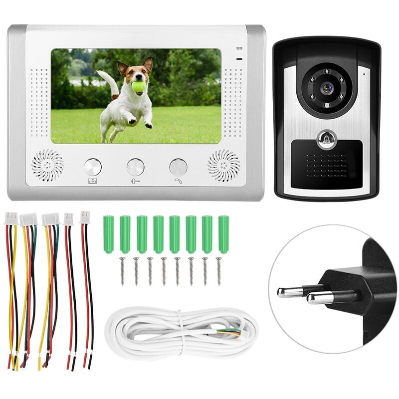 foto del prodotto videocitofono cablato impermeabile da 7 pollici campanello con telecamera ir monitor per telefono porta 110 240 v spina ue xvx