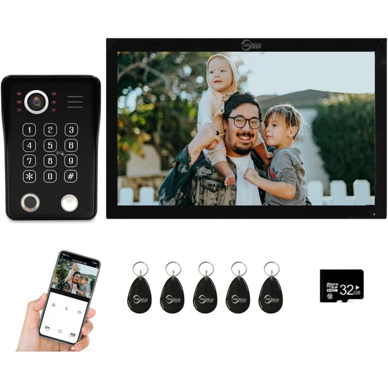 foto del prodotto videocitofono cablato per appartamento, videocitofono 1080p con monitor touch screen da 10 , supporta impronte digitali, scheda rfid e sblocco