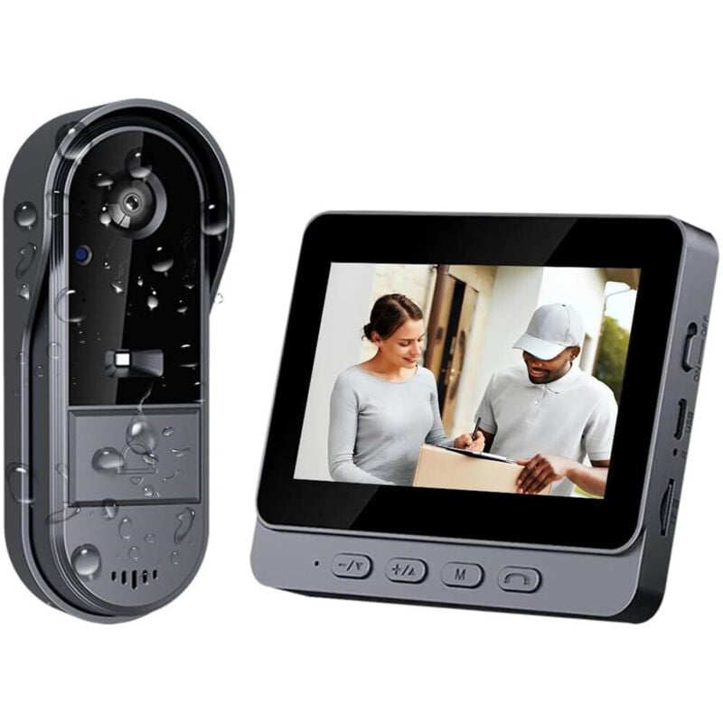 foto del prodotto videocitofono campanello senza fili da esterno impermeabile ip67 schermo ips 4,3'' - - trade shop traesio