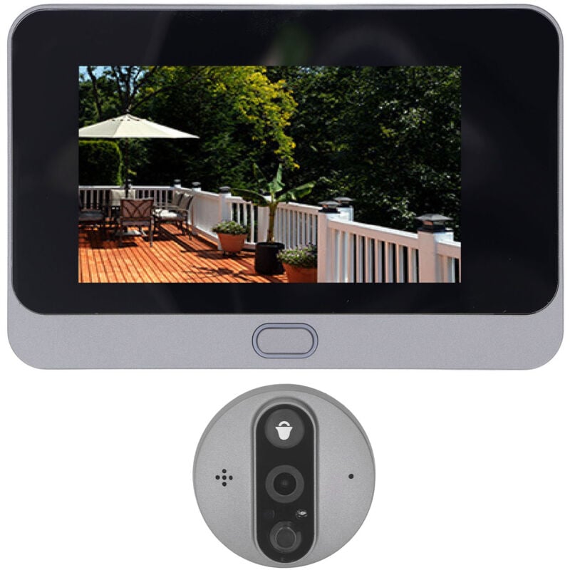 foto del prodotto videocitofono collegato a videocitofono 1080p, monitor lcd da 4,3 pollici, campanello con telecamera cablata, visione notturna, impermeabile,