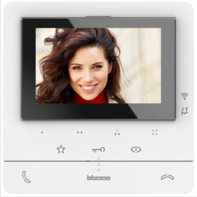 foto del prodotto videocitofono connesso tecnologia 2 fili vivavoce classe 100x16e bticino bianco