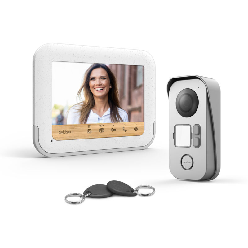 foto del prodotto videocitofono filare di design ecologico bambooview avidsen 112282