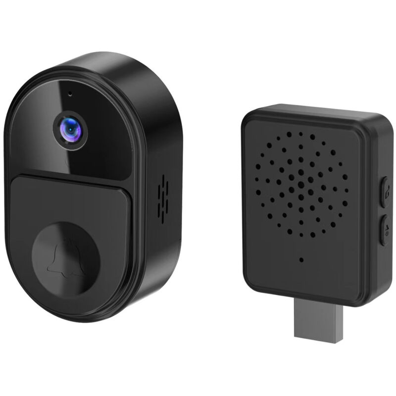 foto del prodotto videocitofono intelligente 1080p wifi camera videocitofono bidirezionale campanello esterno wireless smart life app protezione di sicurezza, nero