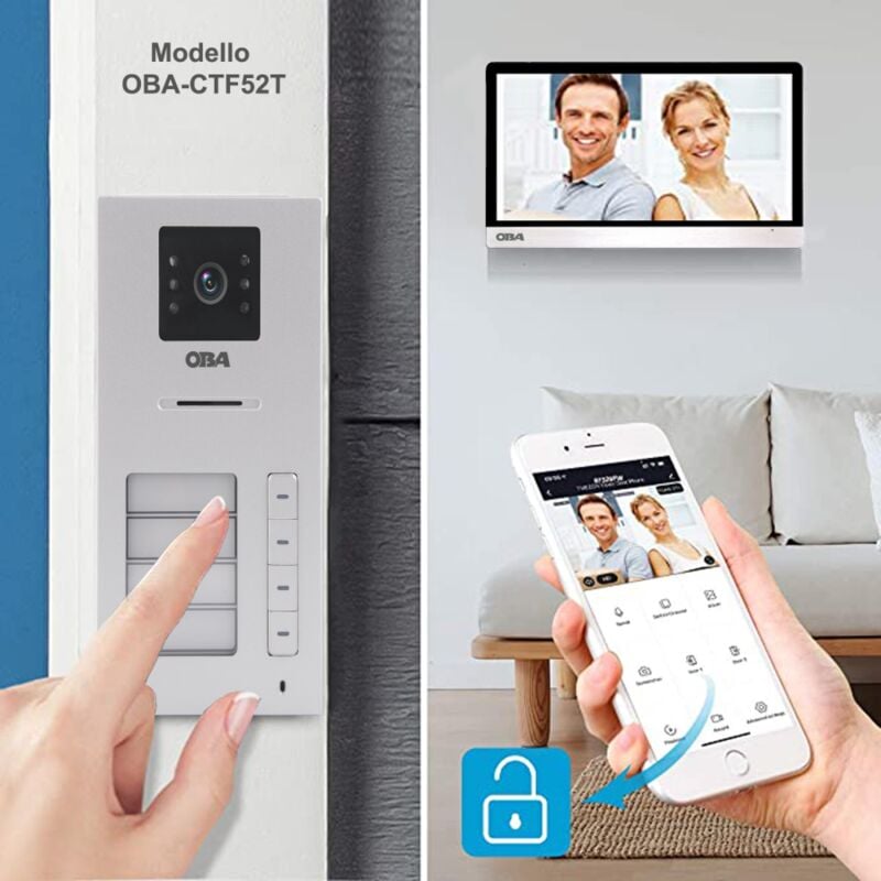 foto del prodotto videocitofono oba mt82s 4 pulsanti e 4 fili, compatibile con monitor oba mt82s 