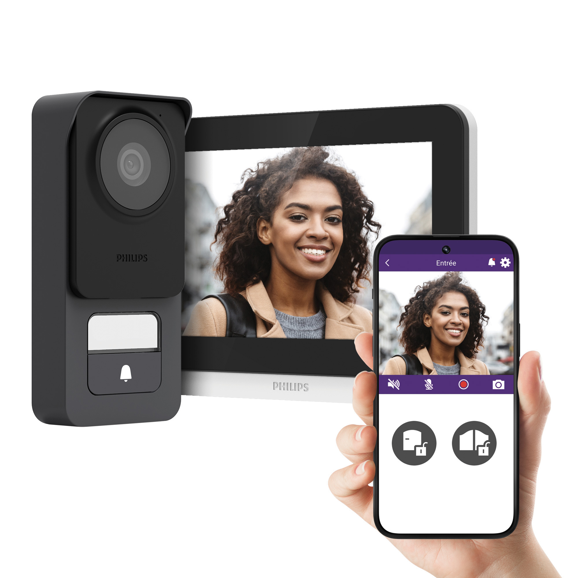 foto del prodotto videocitofono smart wi-fi philips welcomeeye connect 3k - kit video touch screen 7'' - 2 fili - per 1 o 2 appartamenti