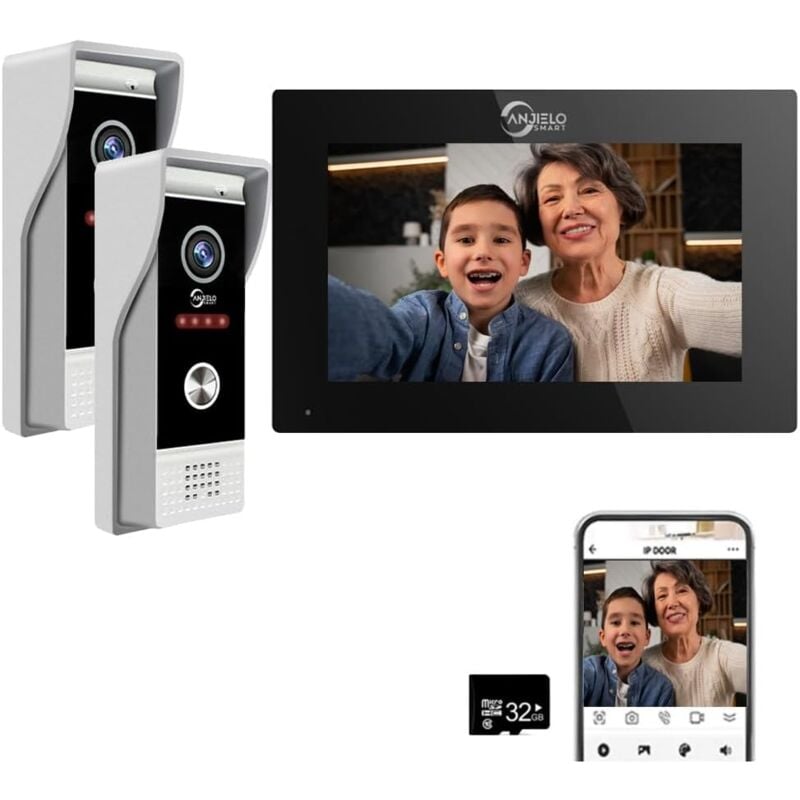 foto del prodotto videocitofono tuya 1080p con touch screen da 7 , supporta la registrazione automatica, visione notturna a infrarossi, rilevamento del movimento, 2