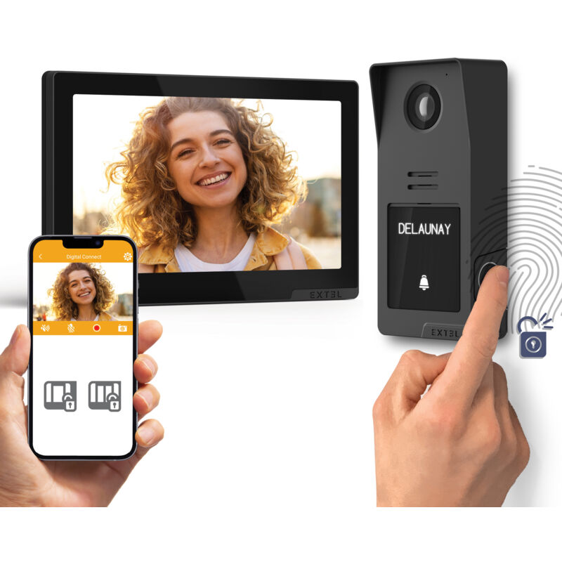 foto del prodotto videocitofono wifi filare con accesso tramite impronta digitale digital connect extel 720335