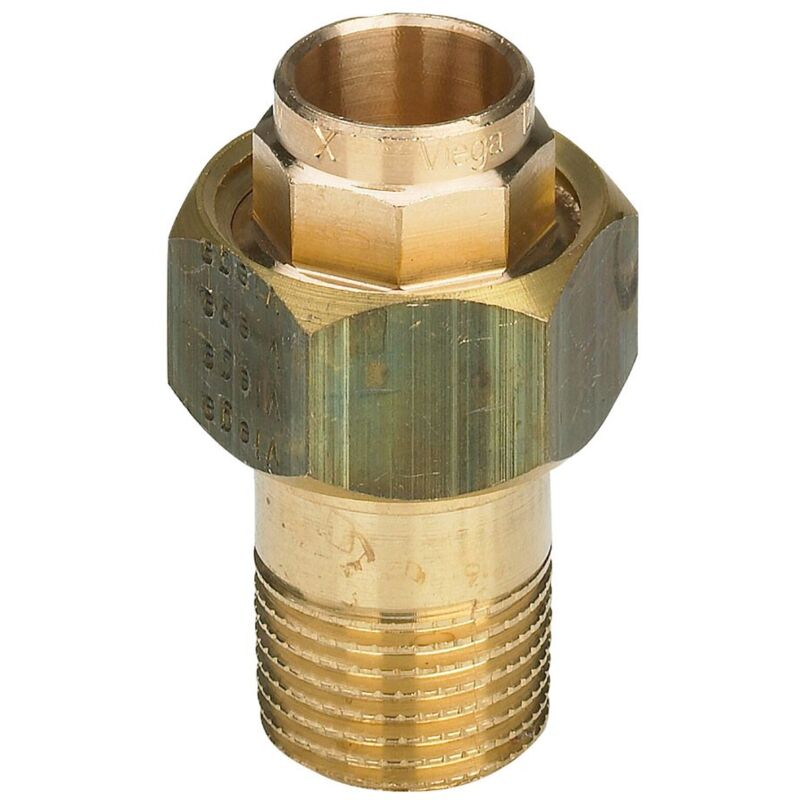 foto del prodotto viega bocchettone bronzo ff 22 mm 3 4 a sede conica, estremit a saldare femmina, filettatura r 101558
