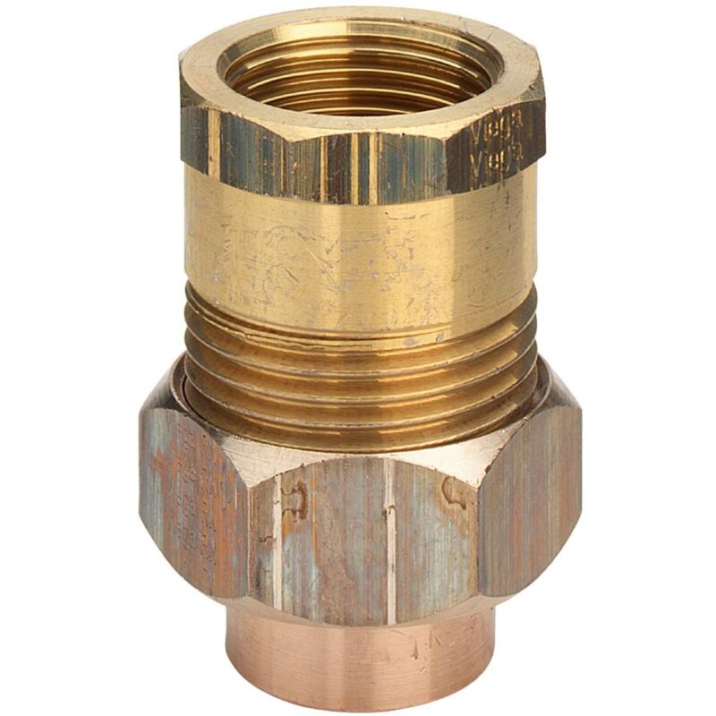 foto del prodotto viega bocchettone bronzo ff 28 1 , portagomma di bronzo, estremit filettata di ottone, estremit a saldare femmina, filettatura rp, a sede