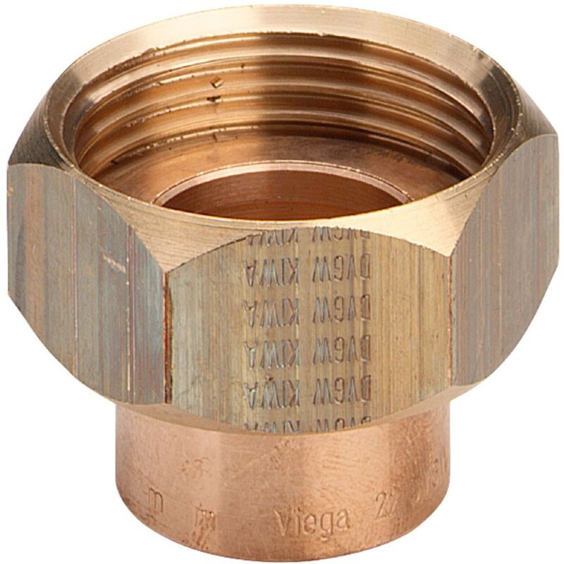 foto del prodotto viega italia srl bocchettone ff 18 3 4 portagomma di bronzo, dado a risvolto di ottone, estremit a saldare femmina, filettatura g, a sede piana