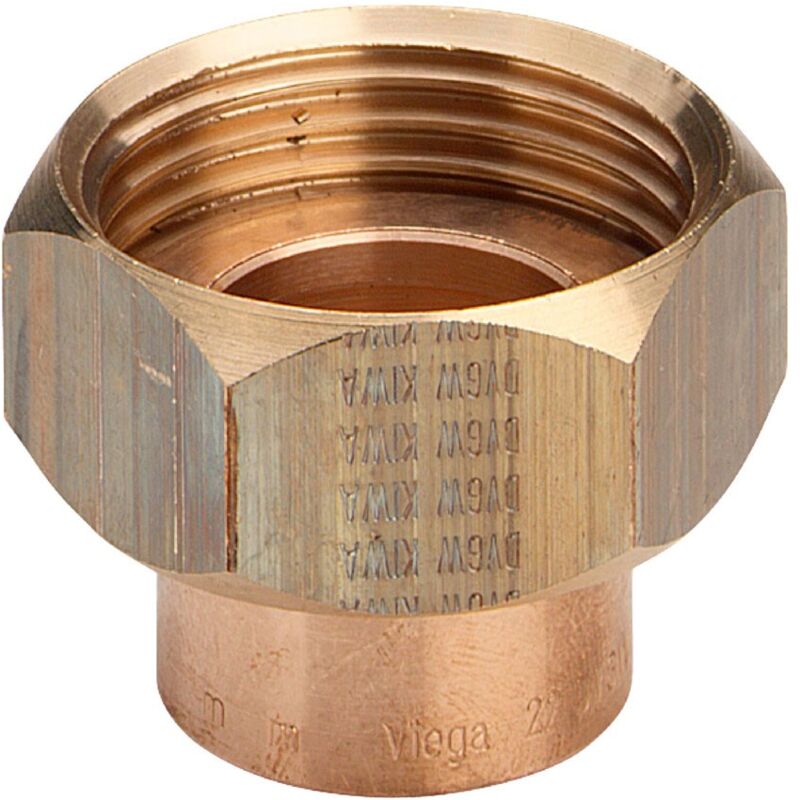 foto del prodotto viega italia srl bocchettone ff 22 1 portagomma di bronzo, dado a risvolto di ottone, estremit a saldare femmina, filettatura g, a sede piana