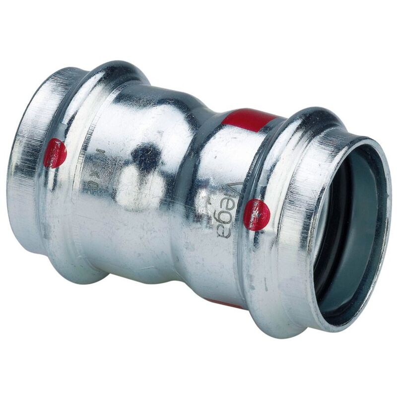 foto del prodotto viega italia srl manicotto ff d. 54 con battente prestabo con sc contur, acciaio al carbonio zincato, estremit a pressare femmina 558048