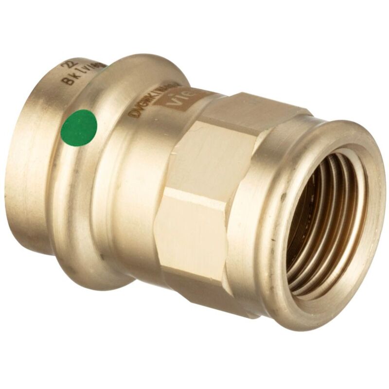 foto del prodotto viega manicotto sanpress f 28x3 4 f con sc contur, bronzo, estremit a pressare femmina, filettatura rp 298081
