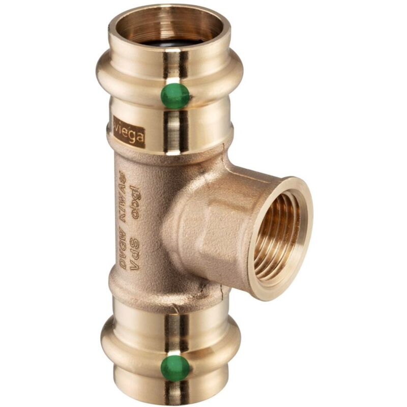 foto del prodotto viega raccordo a tee sanpress con sc contur 18x1 2 x18 bronzo, estremit a pressare femmina, filettatura rp 281359