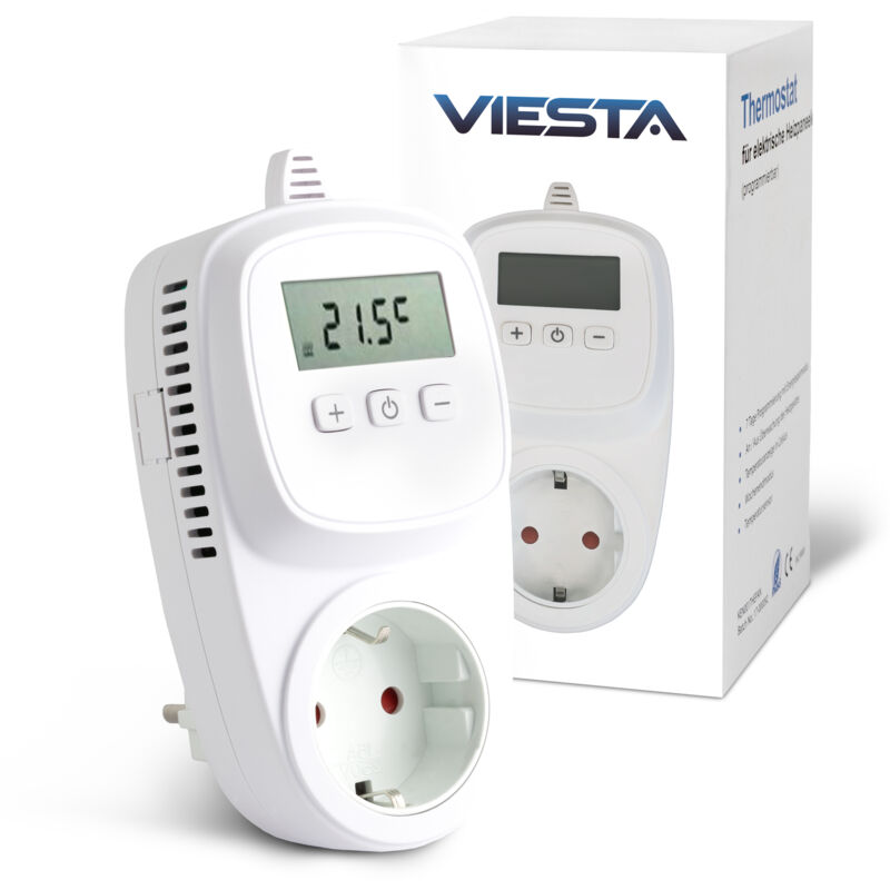 foto del prodotto viesta spina termostato wi fi th12 per presa 230 v interruttore termico con display digitale della temperatura termostato presa per