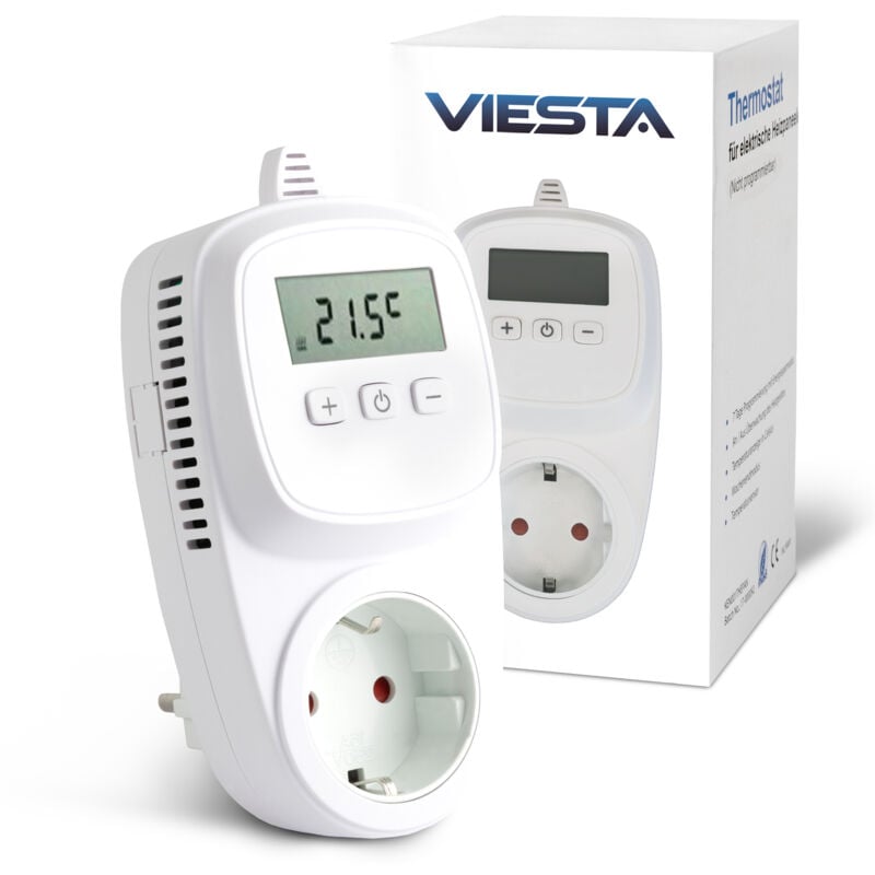 foto del prodotto viesta th10 presa termostatica per presa 230v interruttore di temperatura con display digitale termostato da presa per riscaldamento a