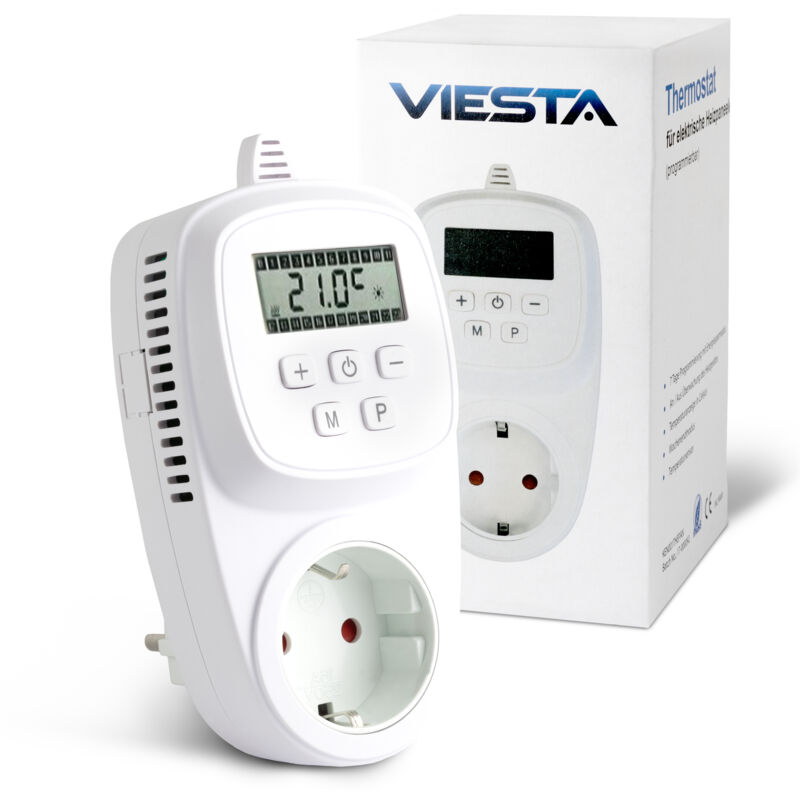 foto del prodotto viesta th12 per presa 230 v interruttore termico con display digitale della temperatura termostato presa per riscaldamento a infrarossi e