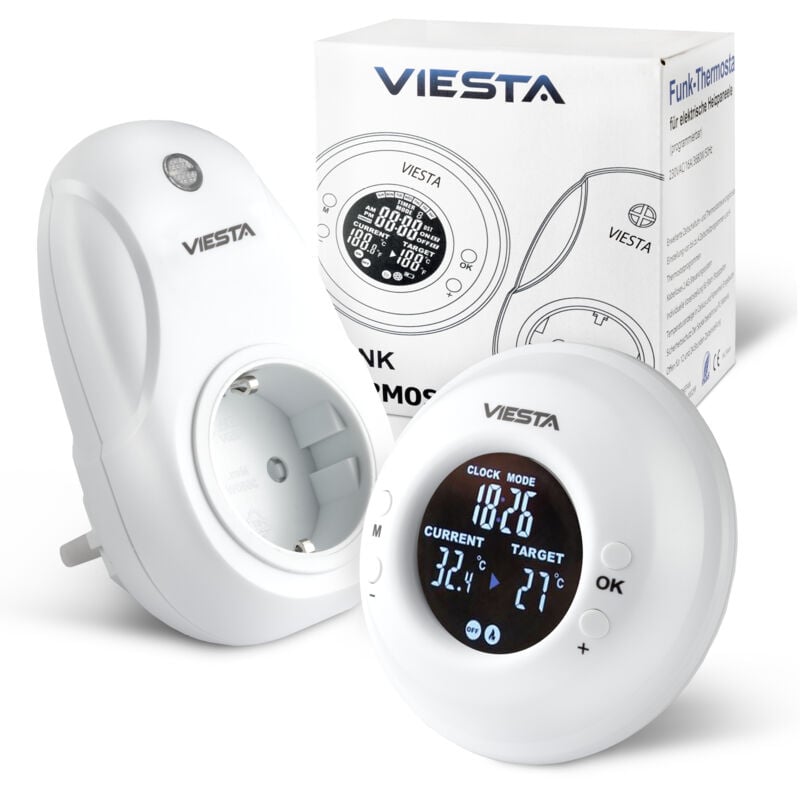 foto del prodotto viesta th20 termostato a presa wireless 230v 3600w digitale, programmabile, con telecomando, programma settimanale, timer, controllo 2,4 ghz,