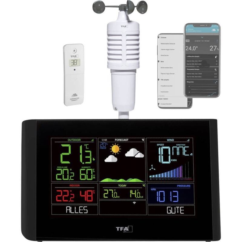 foto del prodotto view breeze 35.8001.01 stazione meteo wlan previsione per con wifi 7 giorni numero di sensori max. 50 tfa dostmann