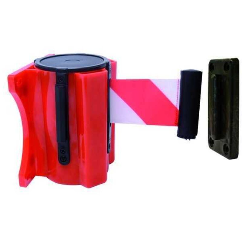 foto del prodotto vigor-blinky barriere a nastro a parete corpo abs bianco-rosso 3mt
