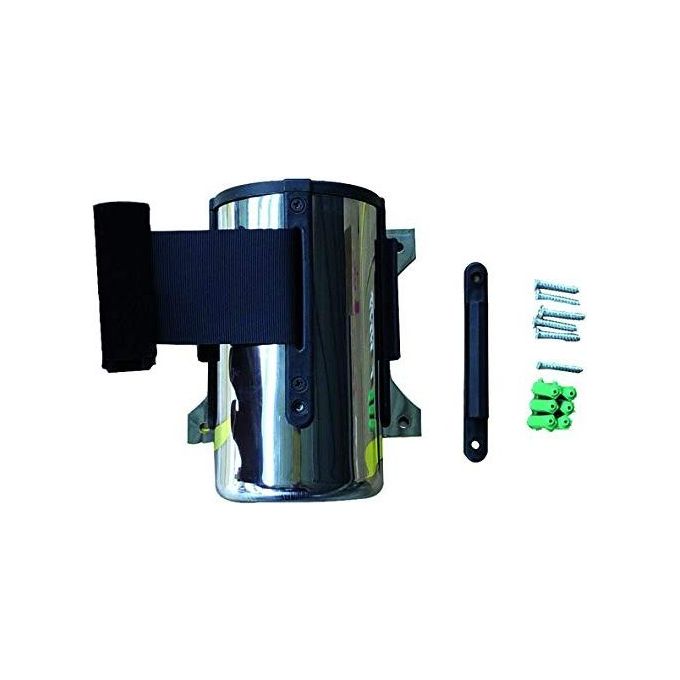 foto del prodotto vigor blinky barriere a nastro a parete corpo inox nero 5mt