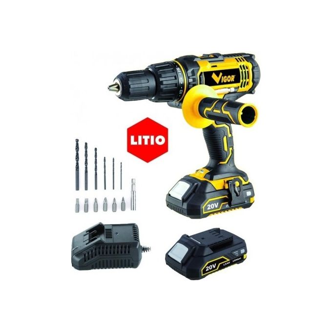 foto del prodotto vigor blinky trapano a percussione vi t20pli 2 batterie 20v 1.5ah