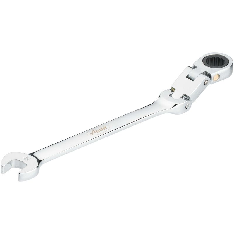 foto del prodotto vigor double joint ratcheting combination wrench v6752 9 profilo a doppio esagono esterno, profilo esagonale esterno size 9 mm