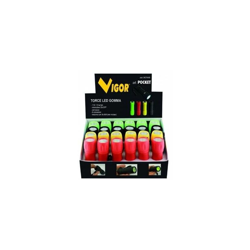 foto del prodotto vigor espositore torce led colori assortiti 24 pezzi