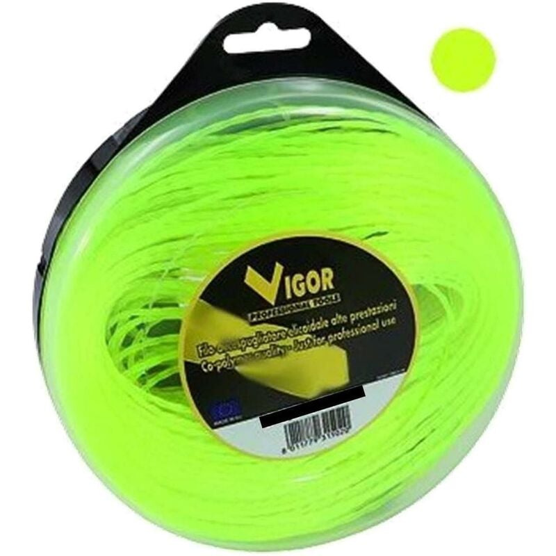 foto del prodotto vigor filo decespugliatore tagliabordi tondo in nylon giallo metri 70 mm 2,4