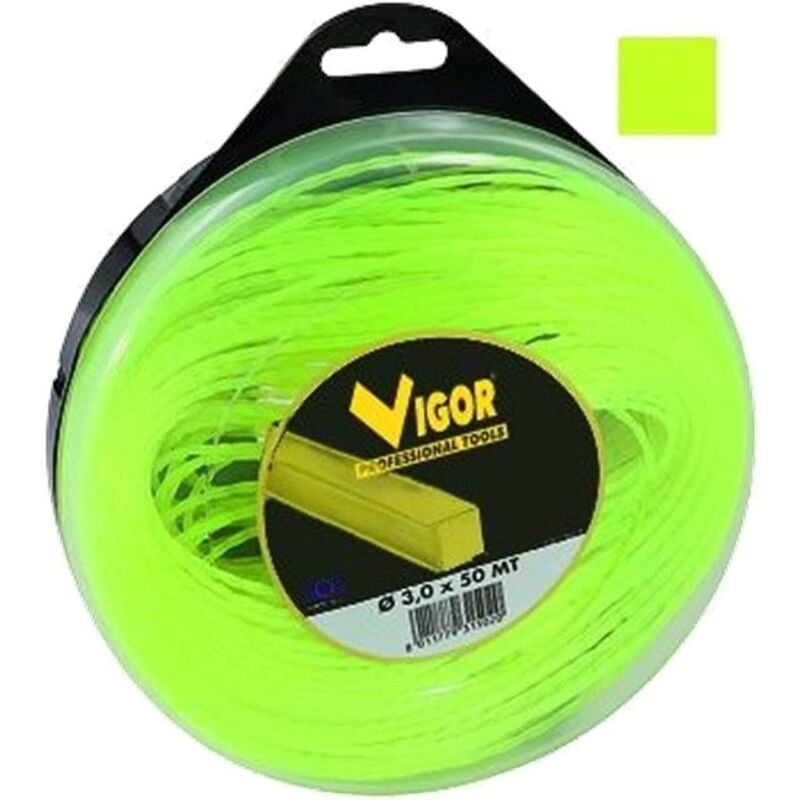 foto del prodotto vigor filo decespugliatore tagliaerba quadro in nylon giallo mt.50 mm. 3