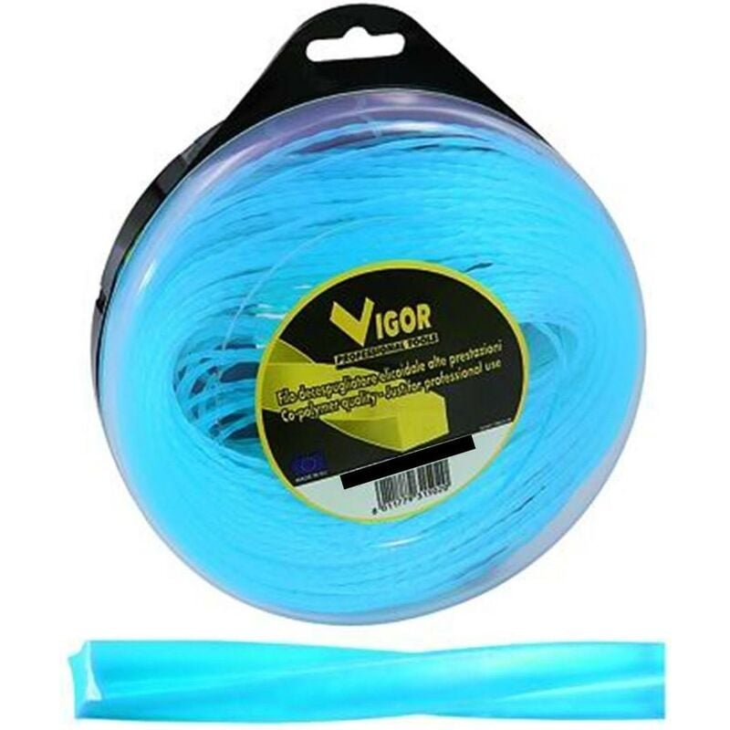 foto del prodotto vigor filo decespugliatore tagliaerba spiralato alluminio blu 30 m 4 mm