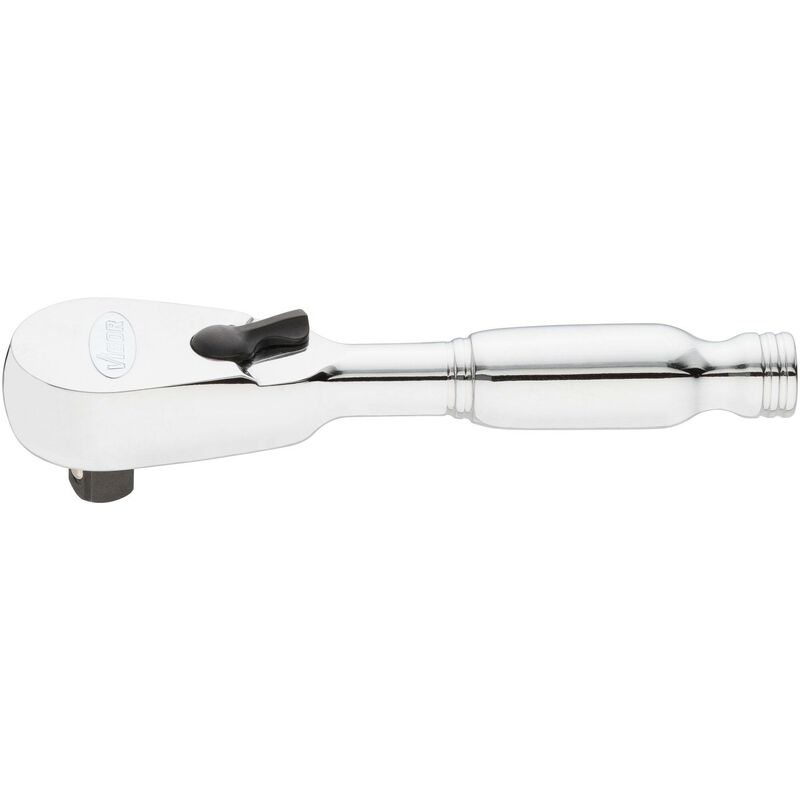 foto del prodotto vigor fine tooth reversible ratchet extra short design v4944 xs attacco quadro, massiccio, 1 4 di pollice 6,3 mm 95 mm