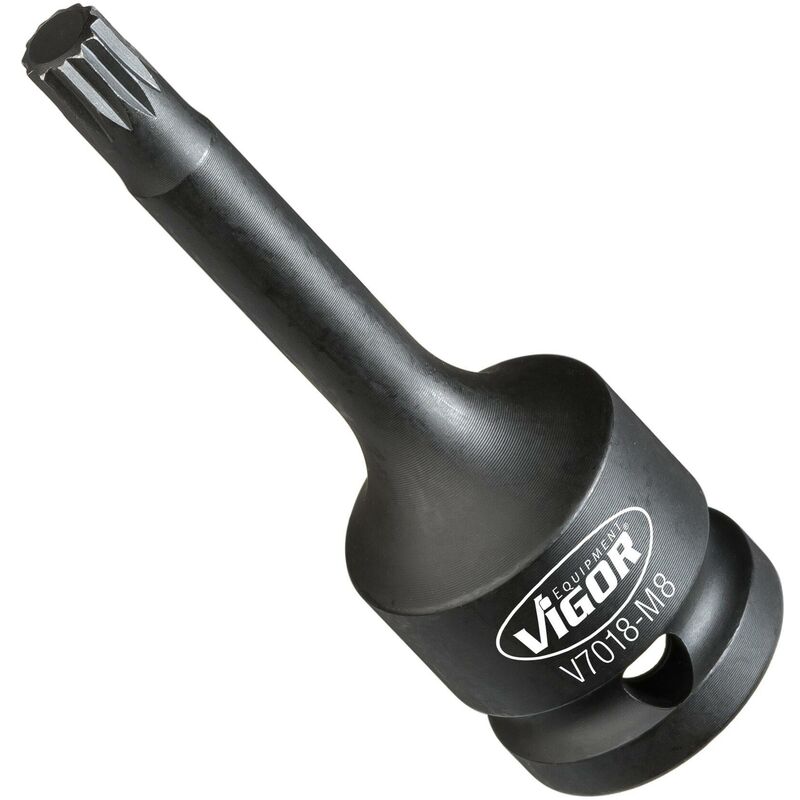 foto del prodotto vigor impact screwdriver socket v7018 m8 attacco quadro, cavo, 1 2 di pollice 12,5 mm profilo poligonale interno xzn size m8