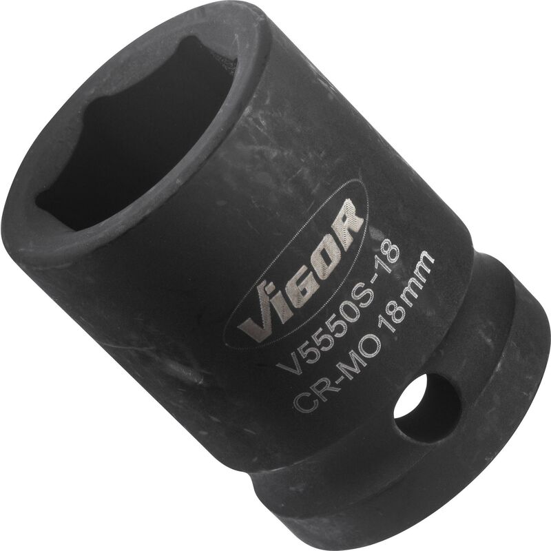 immagine 0 del prodotto vigor impact wrench socket short v5550s 18 attacco quadro, cavo, 1 2 di pollice 12,5 mm profilo esagonale esterno size 18 mm