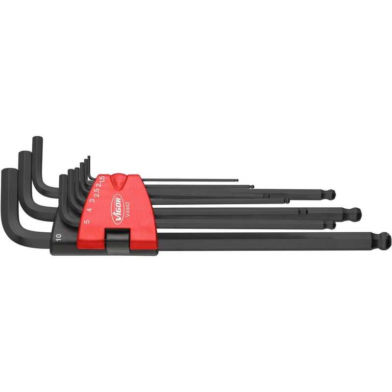 foto del prodotto vigor offset screwdriver set v4942 profilo esagonale interno 1.5 2 2.5 3 4 5 6 8 10 mm numero utensili 9