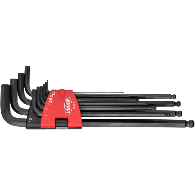 foto del prodotto vigor offset screwdriver set v5601 profilo esagonale interno 1.5 2 2.5 3 4 5 6 7 8 10 numero utensili 10