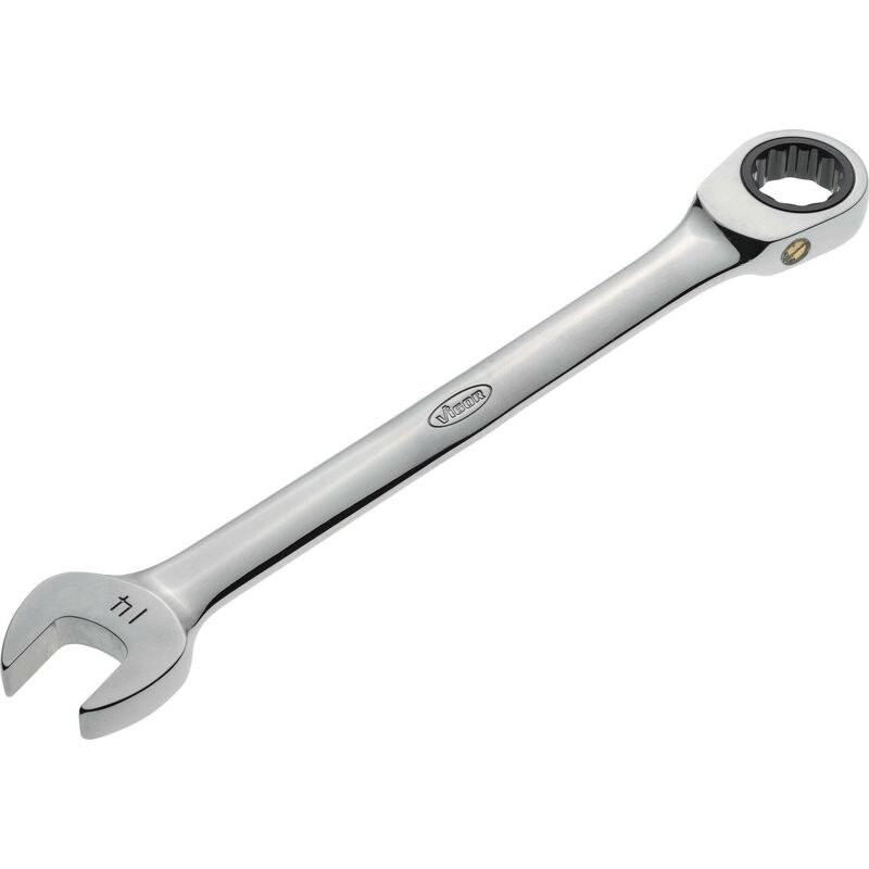 foto del prodotto vigor ratcheting combination wrench long v1025 profilo esagonale esterno, profilo a doppio esagono esterno size 14 mm