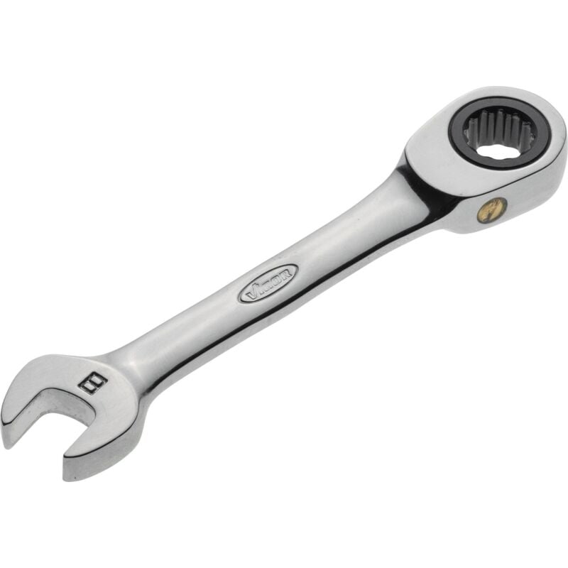 foto del prodotto vigor ratcheting combination wrench short v2822 profilo esagonale esterno, profilo a doppio esagono esterno size 8 mm